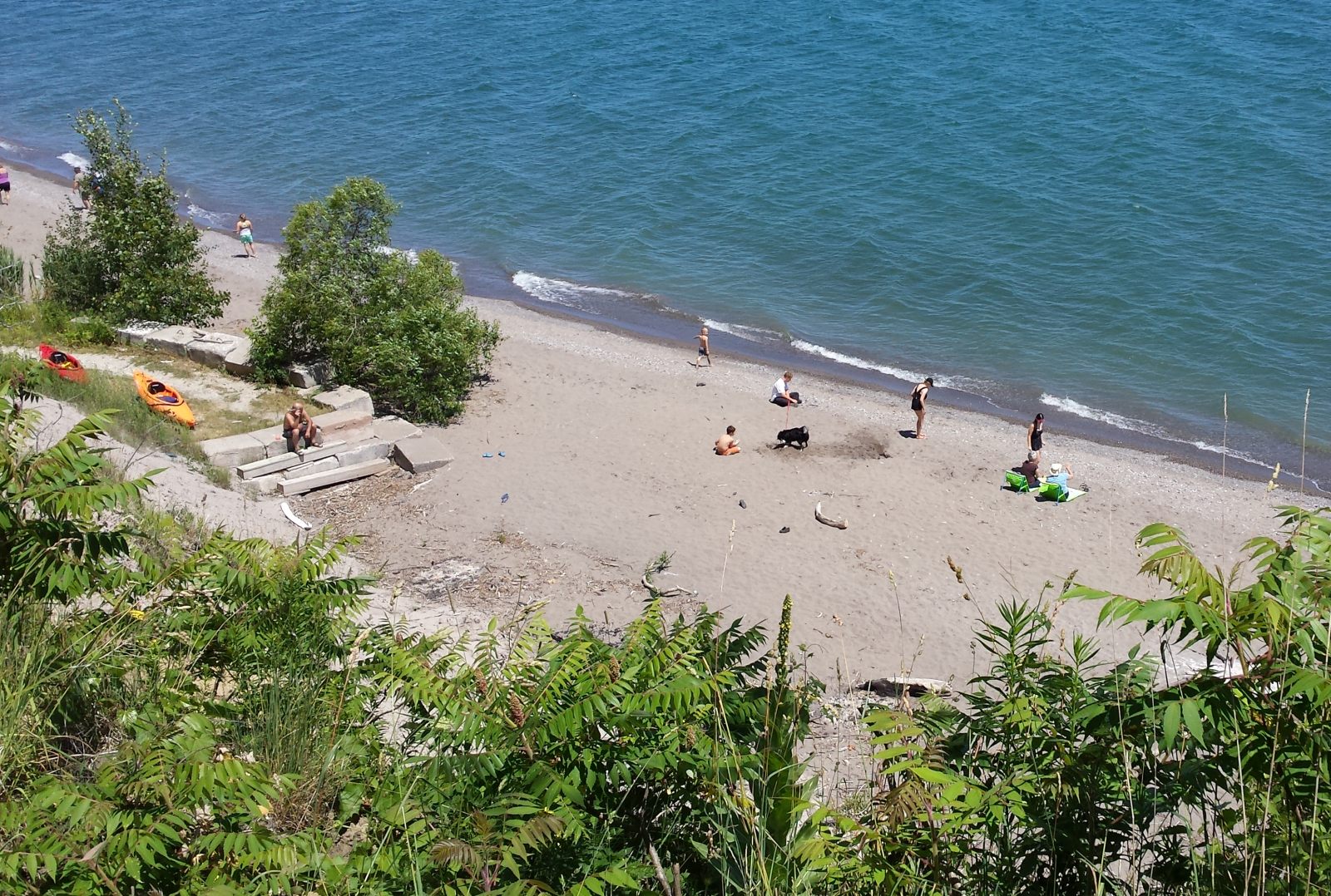 Beach and boats on the Lake Erie shoreline at Rondeau Shores